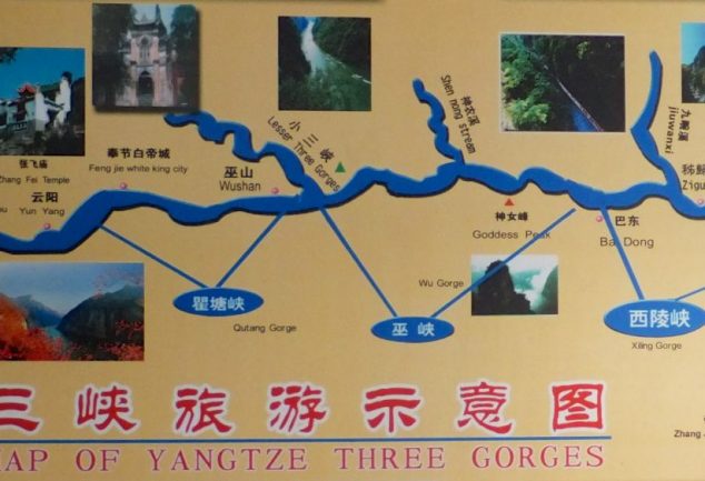 Verlauf der Kreuzfahrt auf dem Yangtse Drei Schluchten Staudamm - China