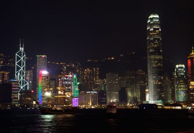Die tägliche Lasershow in Hong Kong