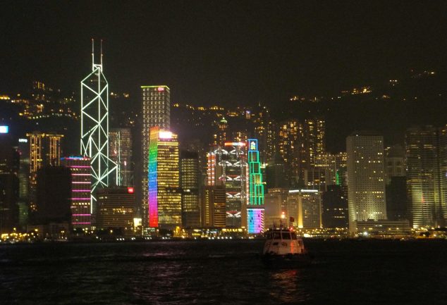 Die tägliche Lasershow in Hong Kong