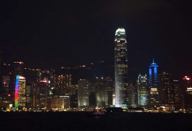 Die tägliche Lasershow in Hong Kong