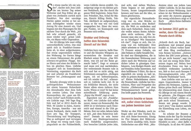 Zeitungsartikel Frankfurter Rundschau vom 30.08.2014