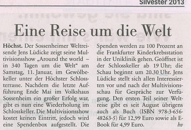Zeitungsartikel Frankfurter Neue Presse (FNP) 31.12.2013
