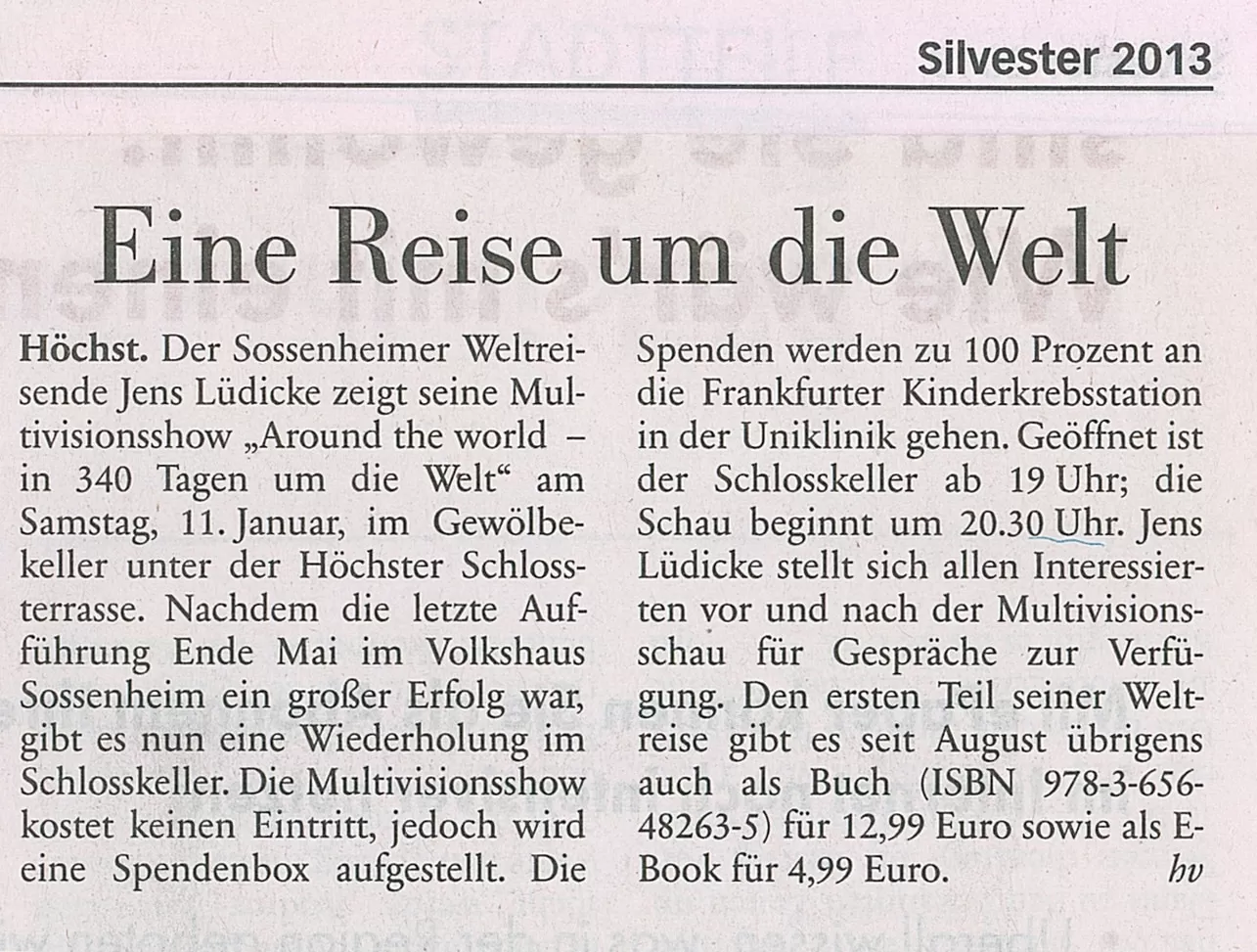 Zeitungsartikel Frankfurter Neue Presse (FNP) 31.12.2013