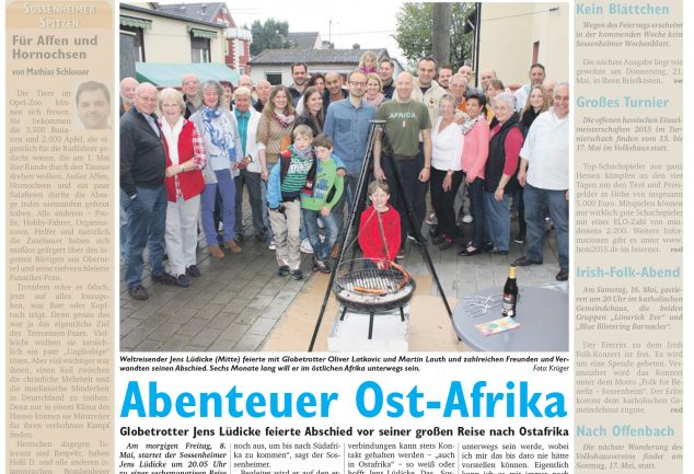 Zeitungsartikel Sossenheimer Wochenblatt KW19-2015 - Aufbruch nach Ost-Afrika