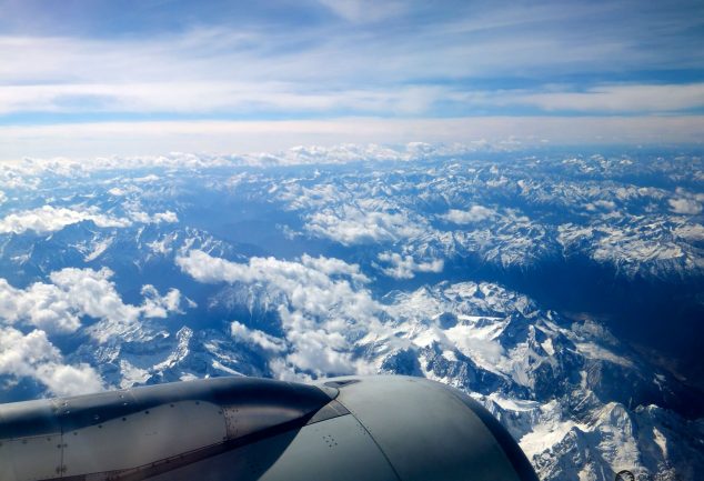 Geniale Aussicht auf dem Flug von Chengdu nach Kathmandu