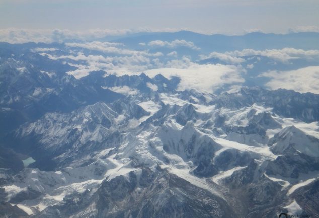 Geniale Aussicht auf dem Flug von Chengdu nach Kathmandu