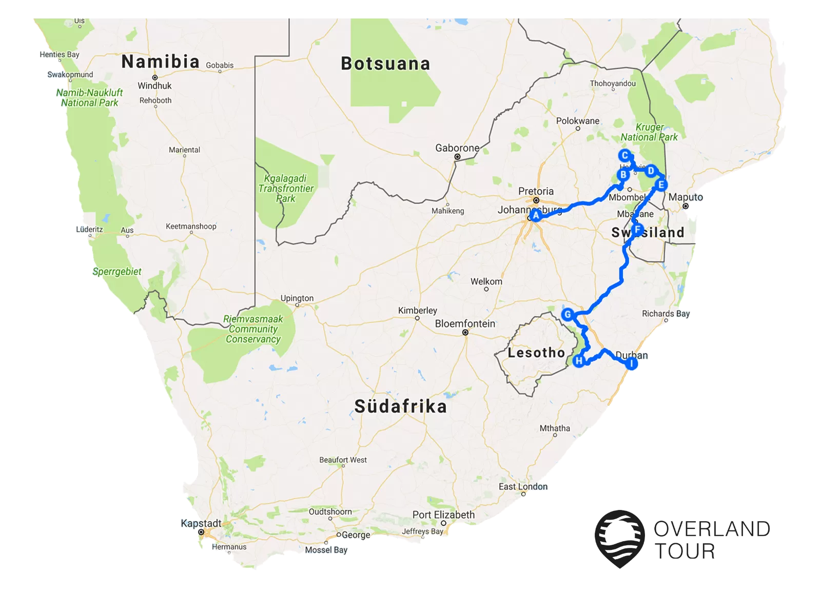 Mietwagenrundreise Südafrika für Selbstfahrer: Route Johannesburg nach Durban Mietwagenrundreise Südafrika für Selbstfahrer: Route Johannesburg nach Durban