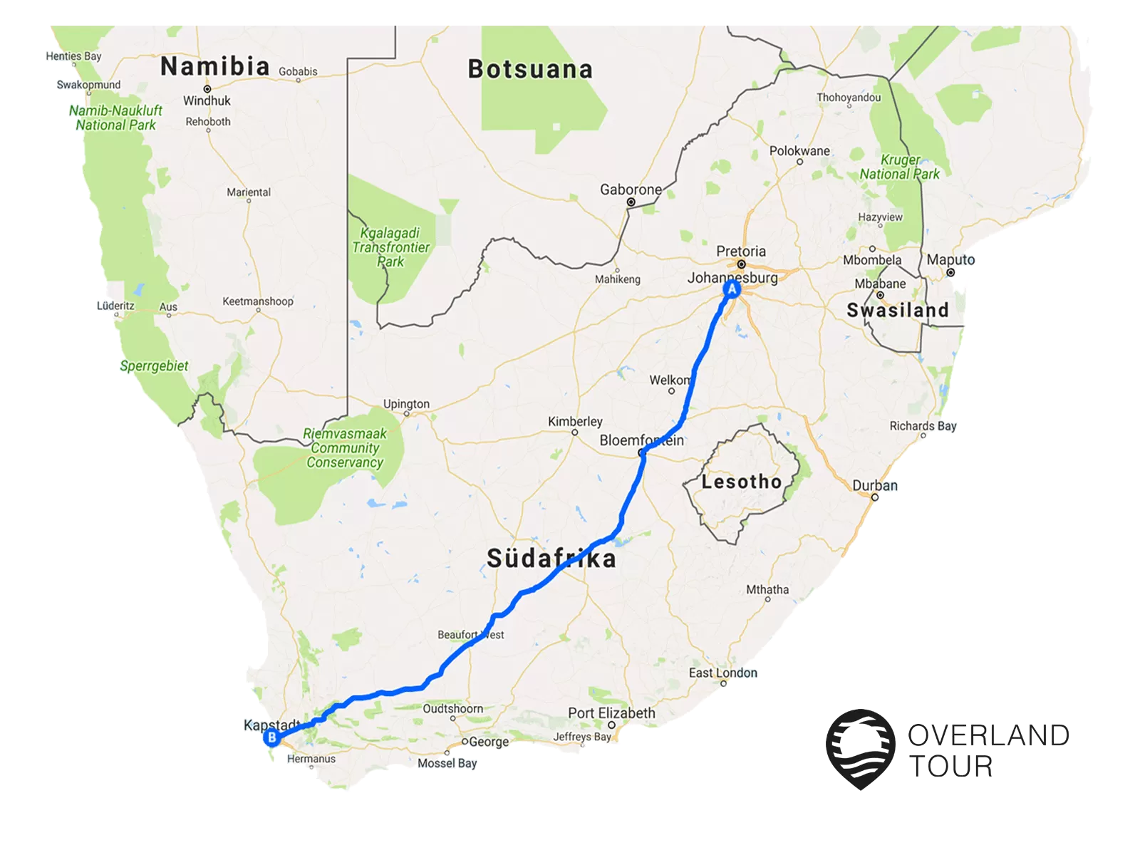 Südafrika Rundreise mit Mietwagen und Zug für Selbstfahrer: Route Zug mit dem Zug von Johannesburg nach Kapstadt Südafrika Rundreise mit Mietwagen und Zug für Selbstfahrer: Route Zug mit dem Zug von Johannesburg nach Kapstadt