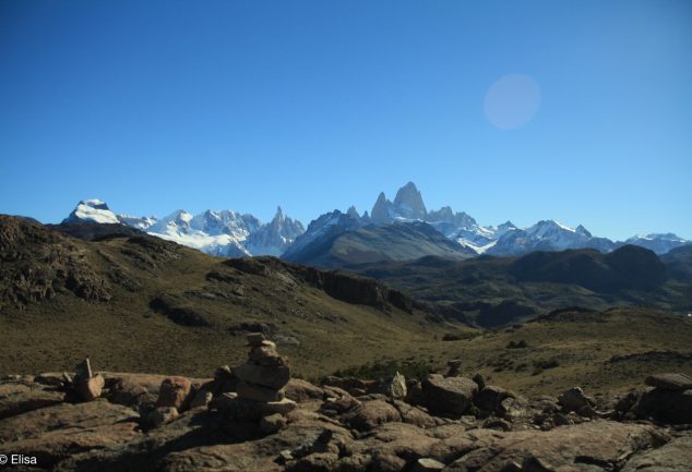 Der erste Anblick der Gebirgskette Fitz Roy - wow!