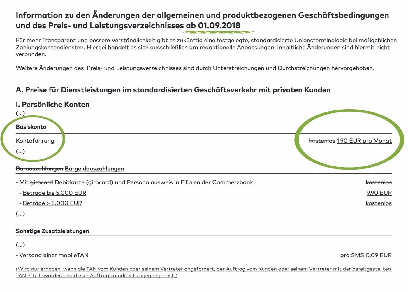 comdirekt Bank - Kontoführungsgebühren ab dem 01.09.2018 comdirekt Bank - Kontoführungsgebühren ab dem 01.09.2018