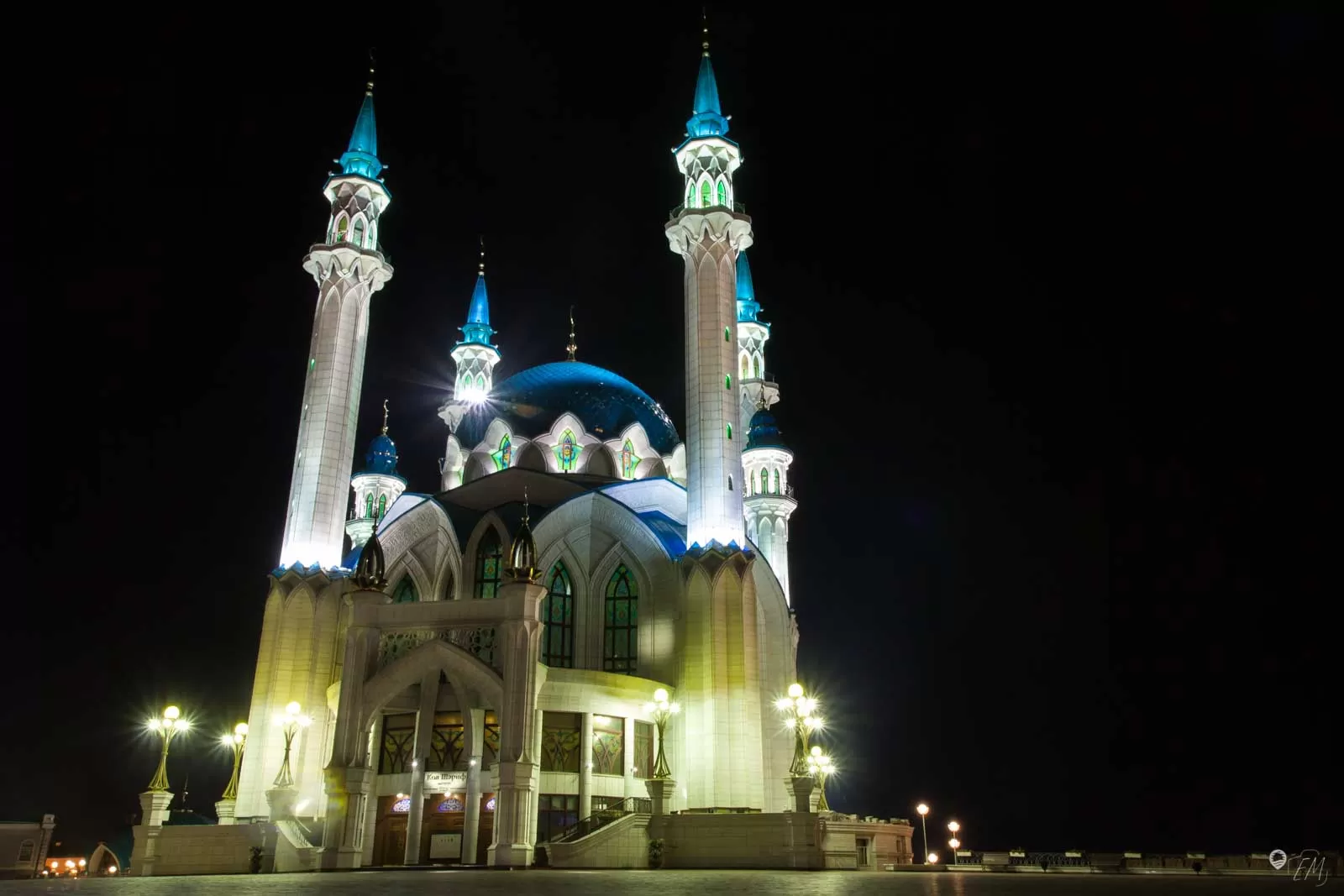 Die Kul-Scharif- Moschee bei Nacht ist eine echte Augenweide