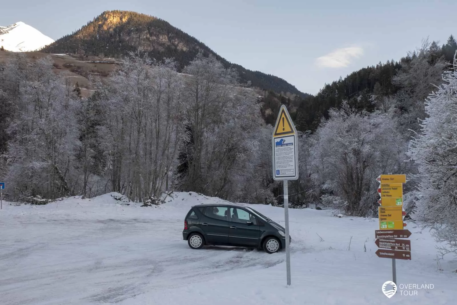 Parkplatz zwischen Tiefencastel und Filisur, Startpunkt zum Landwasserviadukt