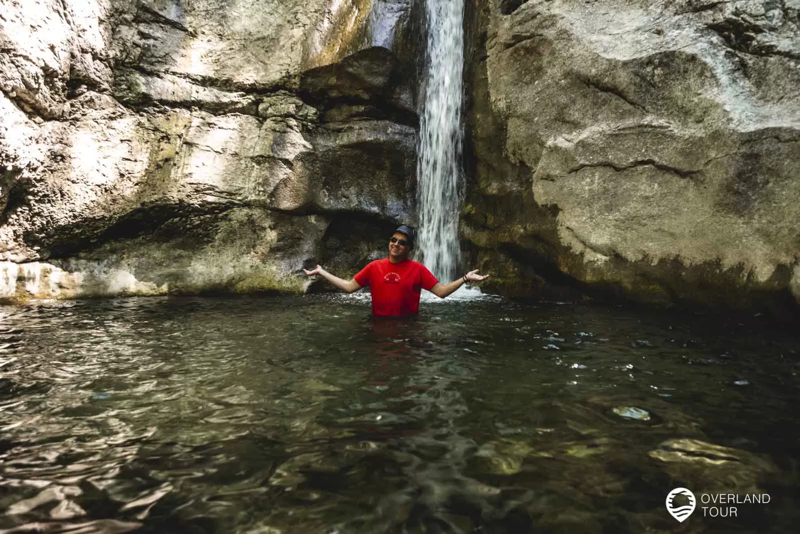 Wanderung zum legendären Naturpool am Königssee Der Wasserfall etwas oberhalb des Naturpool am Königssee