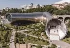 Der Präsidentenpalast, den Rike-Park und die Konzerthalle mit der Drohne fotografiert