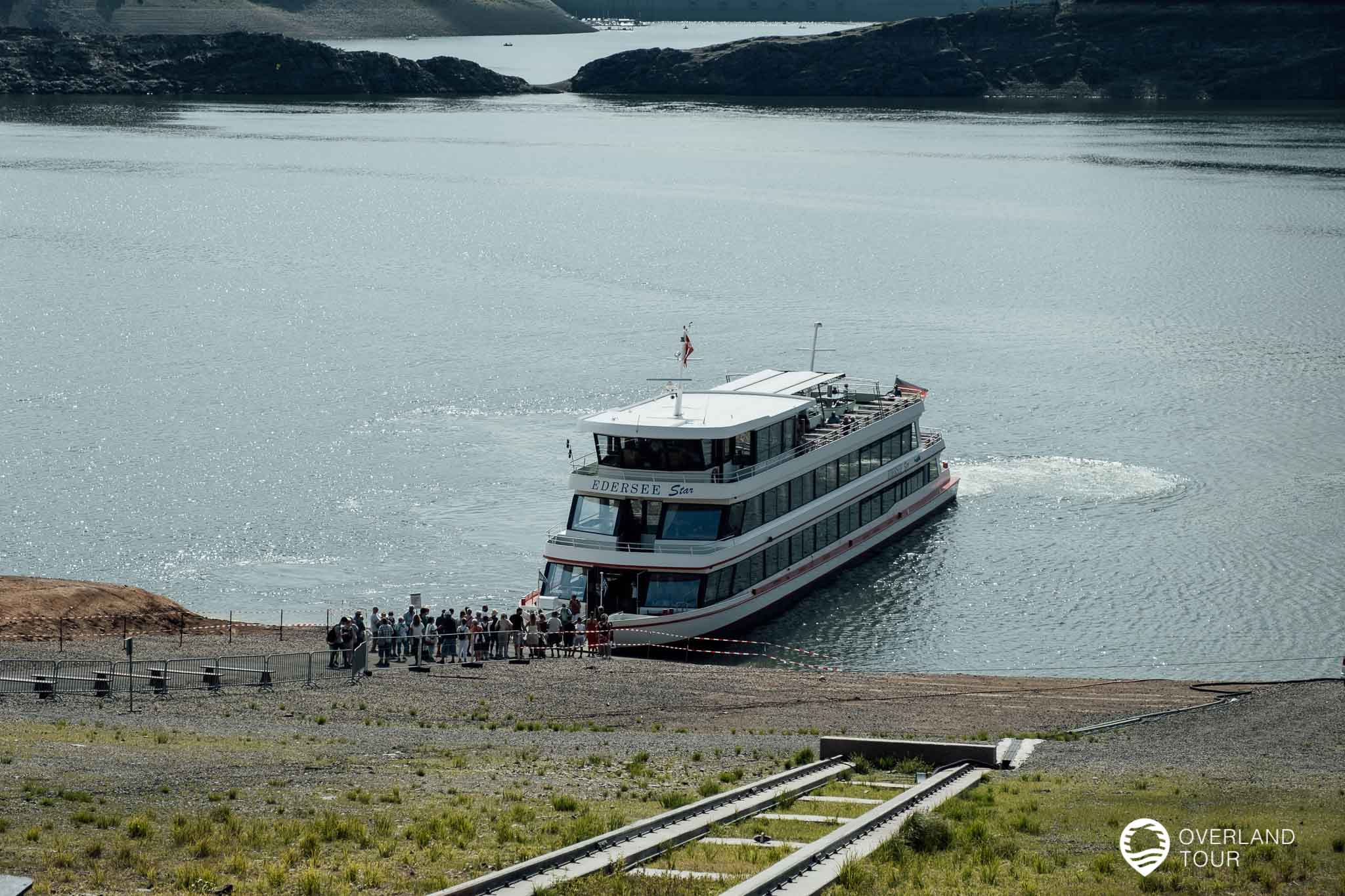 Der Edersee – Ausflugtipps und Sehenswürdigkeiten Die Ablegestelle / Anlegestelle „Waldeck-Strandbad“ für den Ausflugsdampfer
